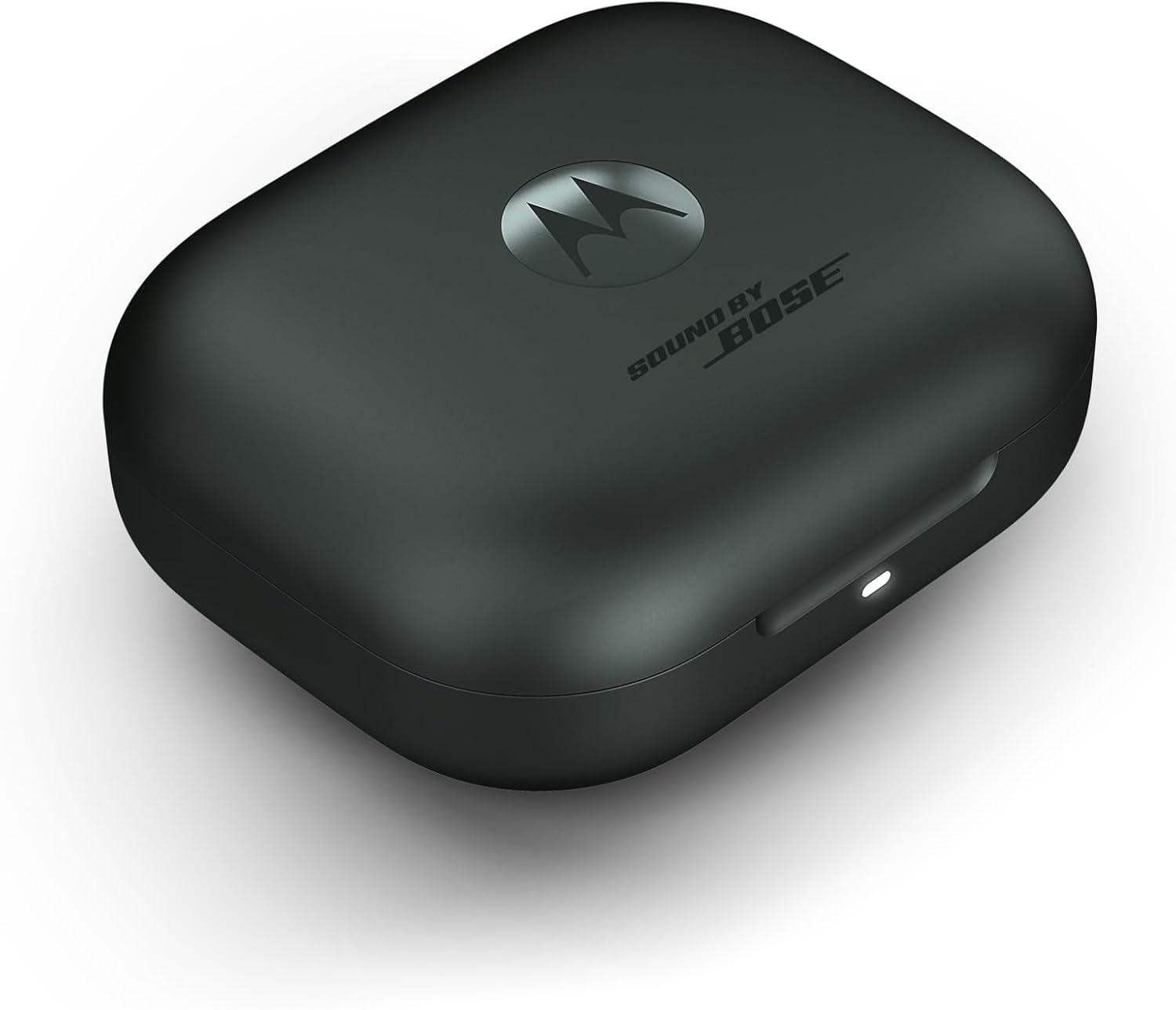 imageMotorola Moto Buds Headphones with Sound by Bose Dual Dynamic Drivers and Optimal Resolution Sound Dolby Head Tracking and Dolby Atmos Dynamic Active Noise Cancellation  Black