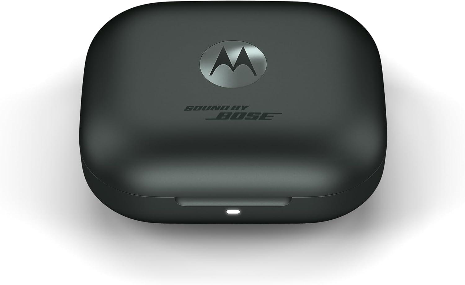 imageMotorola Moto Buds Headphones with Sound by Bose Dual Dynamic Drivers and Optimal Resolution Sound Dolby Head Tracking and Dolby Atmos Dynamic Active Noise Cancellation  Black