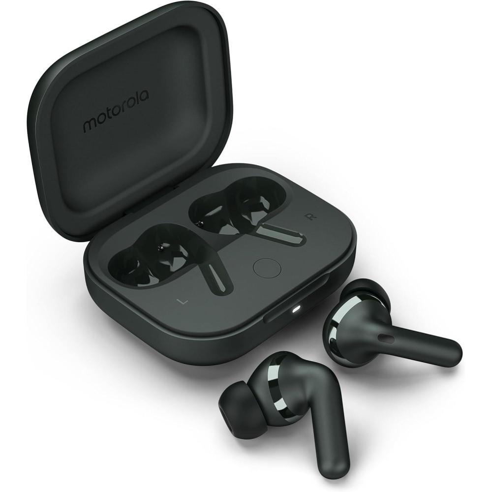 imageMotorola Moto Buds Headphones with Sound by Bose Dual Dynamic Drivers and Optimal Resolution Sound Dolby Head Tracking and Dolby Atmos Dynamic Active Noise Cancellation  Black
